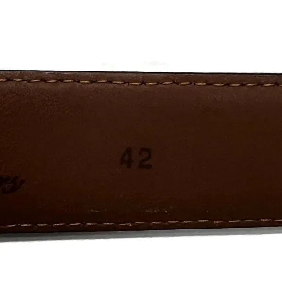 Brooks Brothers ItalianLeather Belt Dark Brown Cognac Brass Buckle Mens 42